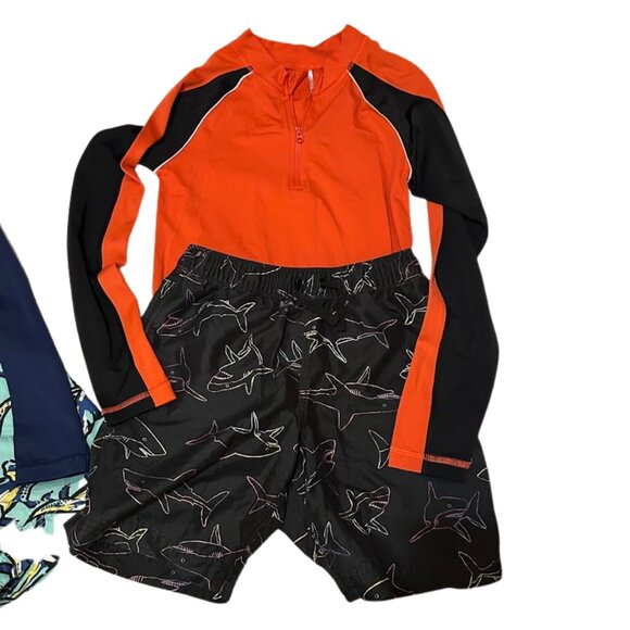 Hanna Andersson Boys 10 LOT 4 Swimwear Rash Guard Swim Trunks Bathing Suit Beach - Picture 3 of 7